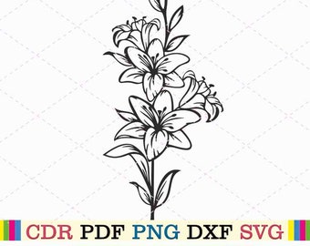 Flor de lírio svg clipart botânico png buquê de flores de páscoa