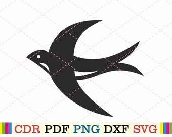 Tatuagem de pássaro voador e andorinha svg clipart