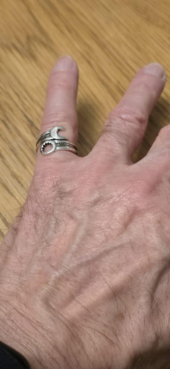 925 Silver Plated Wrench Ring - Etsy