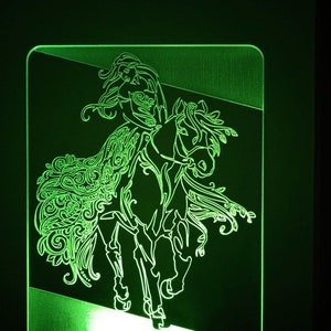 Woman rider LED lamp. night light with remote control. 16 colors of light. acrylic lamps. personalized gifts