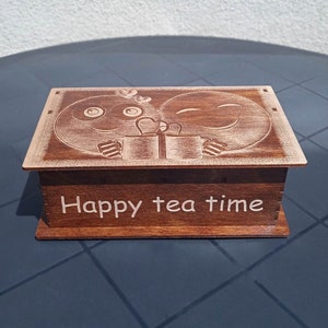 Tea box. Box for storing tea bags. tea chest. Wooden box for tea bags. tea storage box emoji