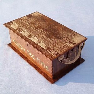 Teedose. Teebeutel Box. Teetruhe. Holzbox für Teebeutel. Tee Aufbewahrungsbox