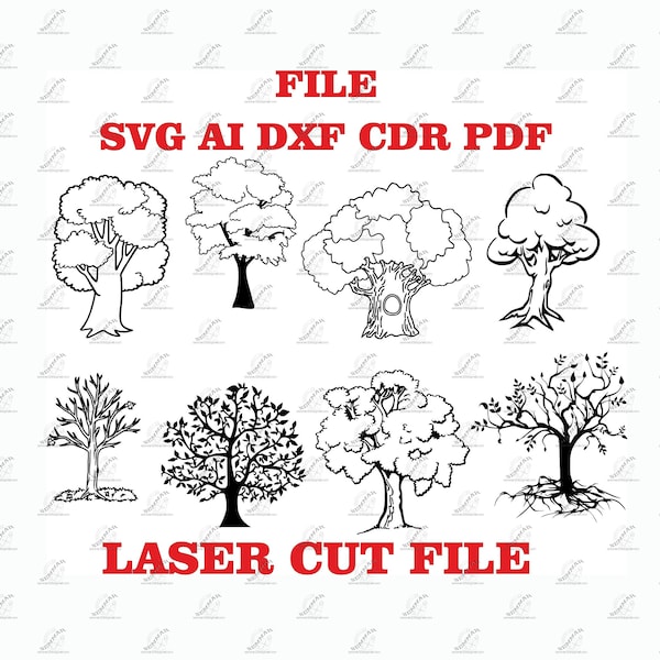 tree svg. tree crown  digital file. file for CNC, plotter, cricut, laser, textile printer. ai, pdf, dxf, cdr, svg files.