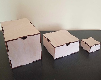 DIY Wooden Box Kit – Craft Blank from Pine Plywood – For Engraving, Painting & Decoupage