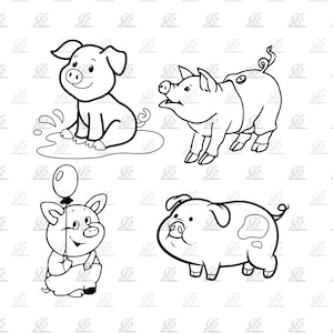archivo digital de archivo svg de cerdo para trazador, CNC, láser, impresora textil. archivos pdf dxf cdr svg. proyecto de corte por láser proyecto de plexiglás