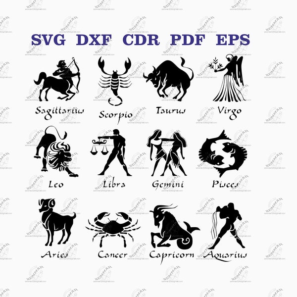 Sternzeichen Projekt svg. Datei für cnc, Vektor-Design zur Verwendung auf Laser, Plotter, Textildrucker eps, dxf, cdr, svg Dateien