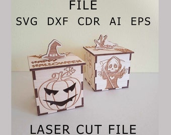 halloween boxes svg. 2 pcs. digital file for laser cutting. Material - 3mm. laser cut file. dxf cdr svg ai eps files