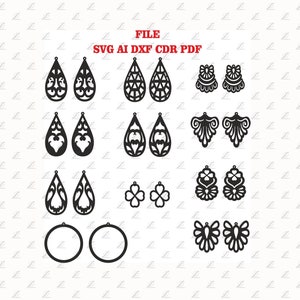 earrings jewelry svg. digital file for laser, cricut, CNC. pdf, dxf, ai, cdr, svg files
