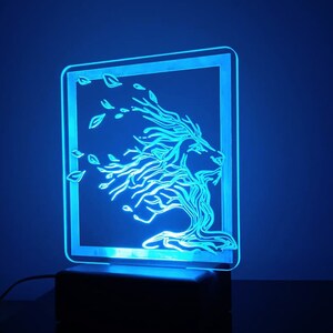 3d lamp. LED night light with remote control. acrylic engraving. the art of engraving.