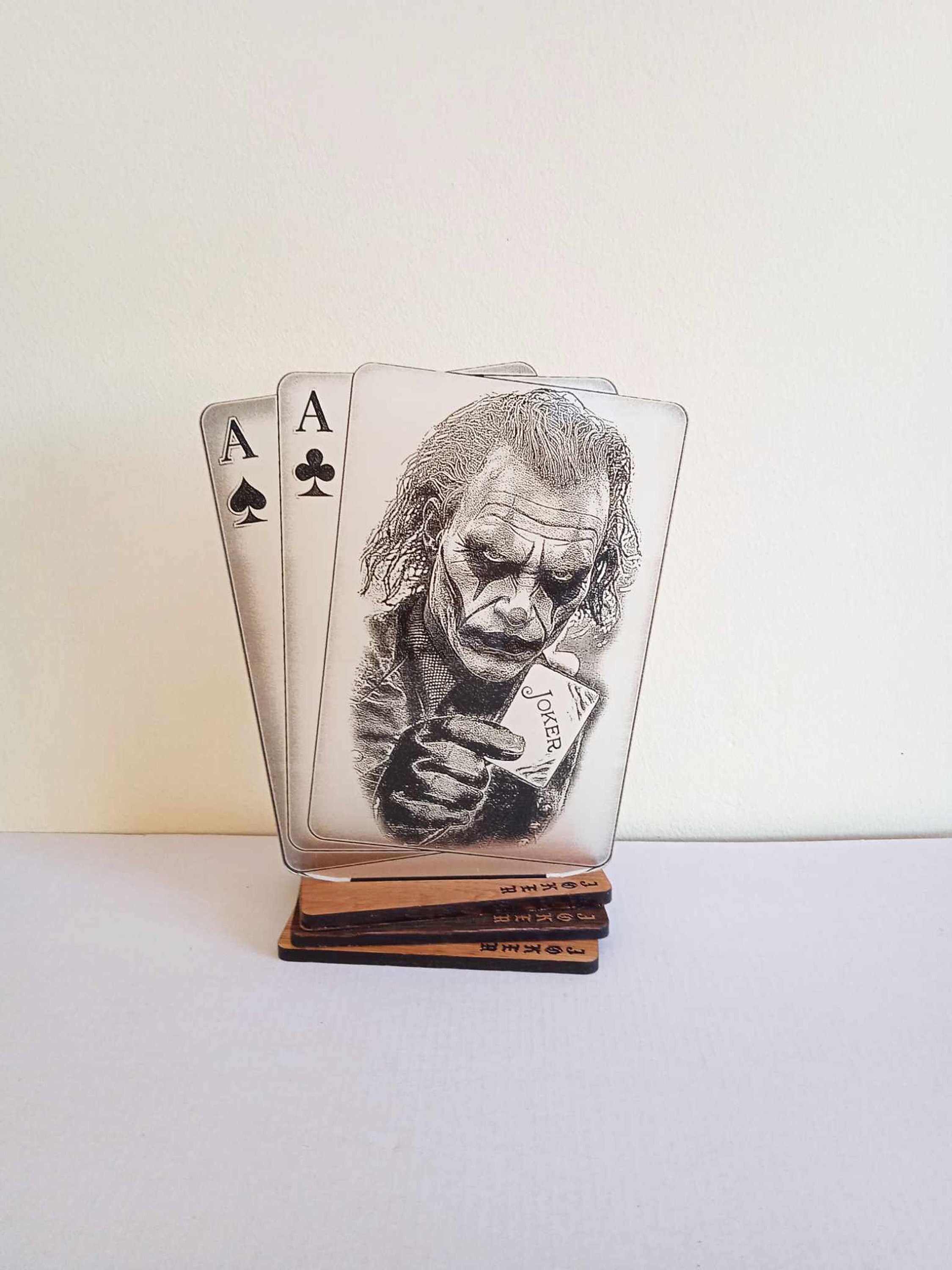 Unique Joker Statue with Oak Base - Personalized Gift for Card Players. Joker figurines