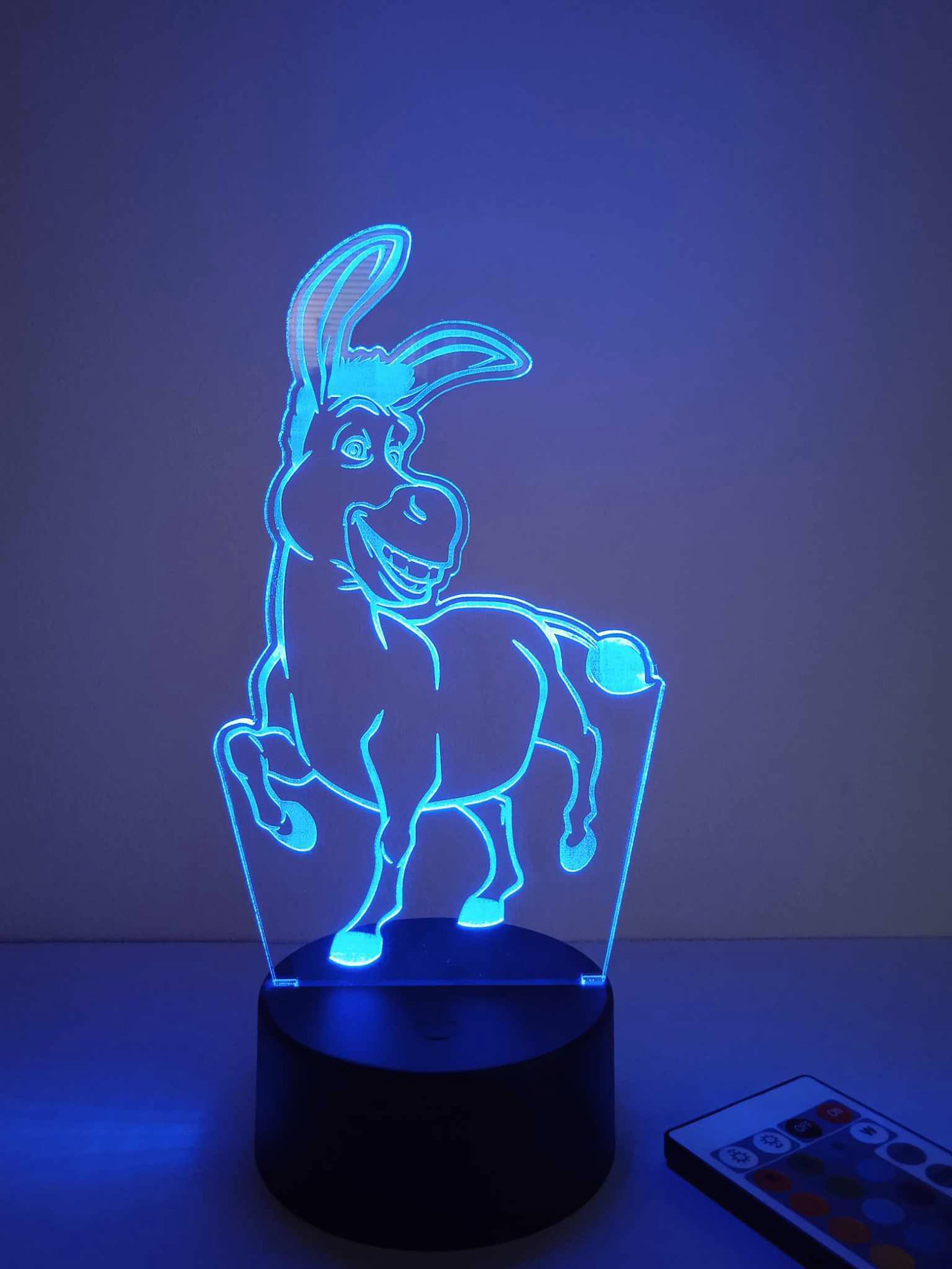 Donkey LED Lamp With Remote Control. Children's Bedroom Decor. the