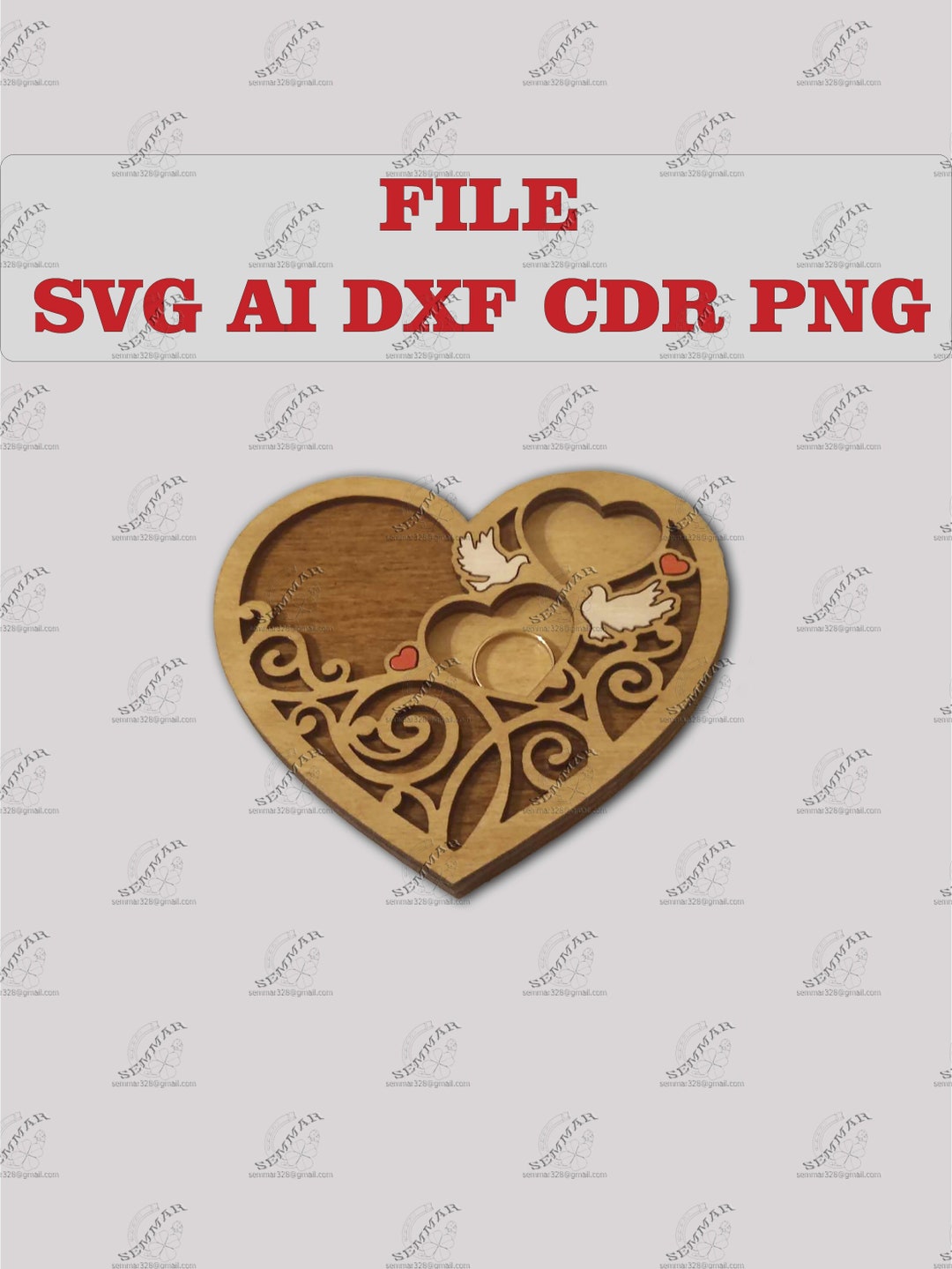 Ring Box Svg. Digital Wedding Box File. Laser Cut File. Cricut Cut File. Png, Dxf, Ai, Cdr, Svg
