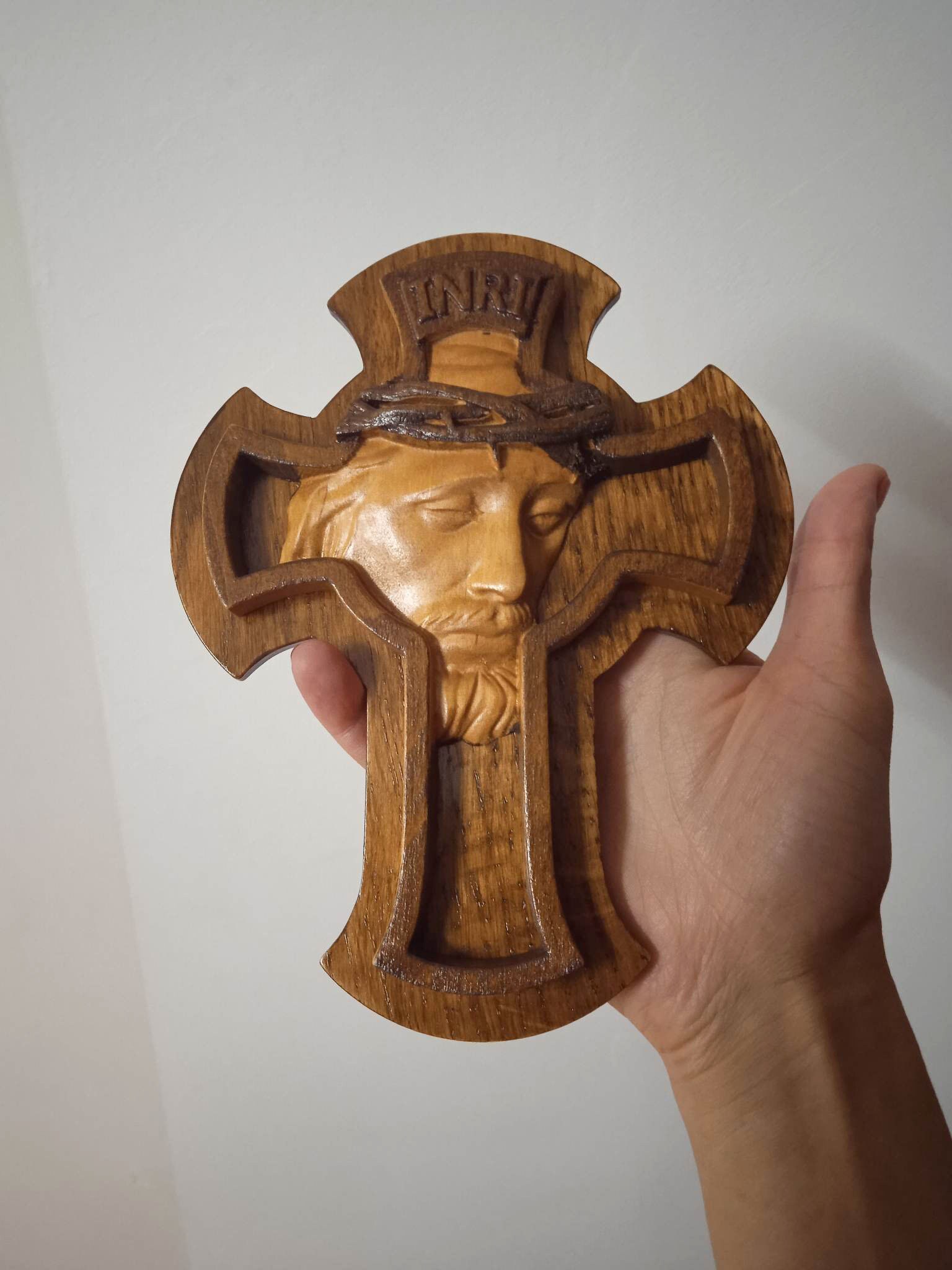Wooden Cross. Wall Cross With the Face of Jesus. Wood Carving Etsy