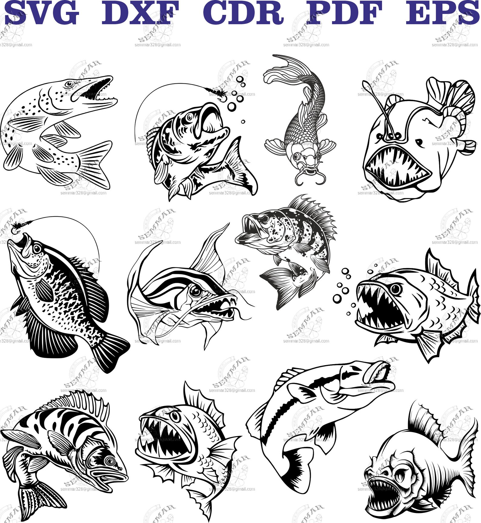 Fish Svg Digital File File For Laser Cricut Textile Printer CNC