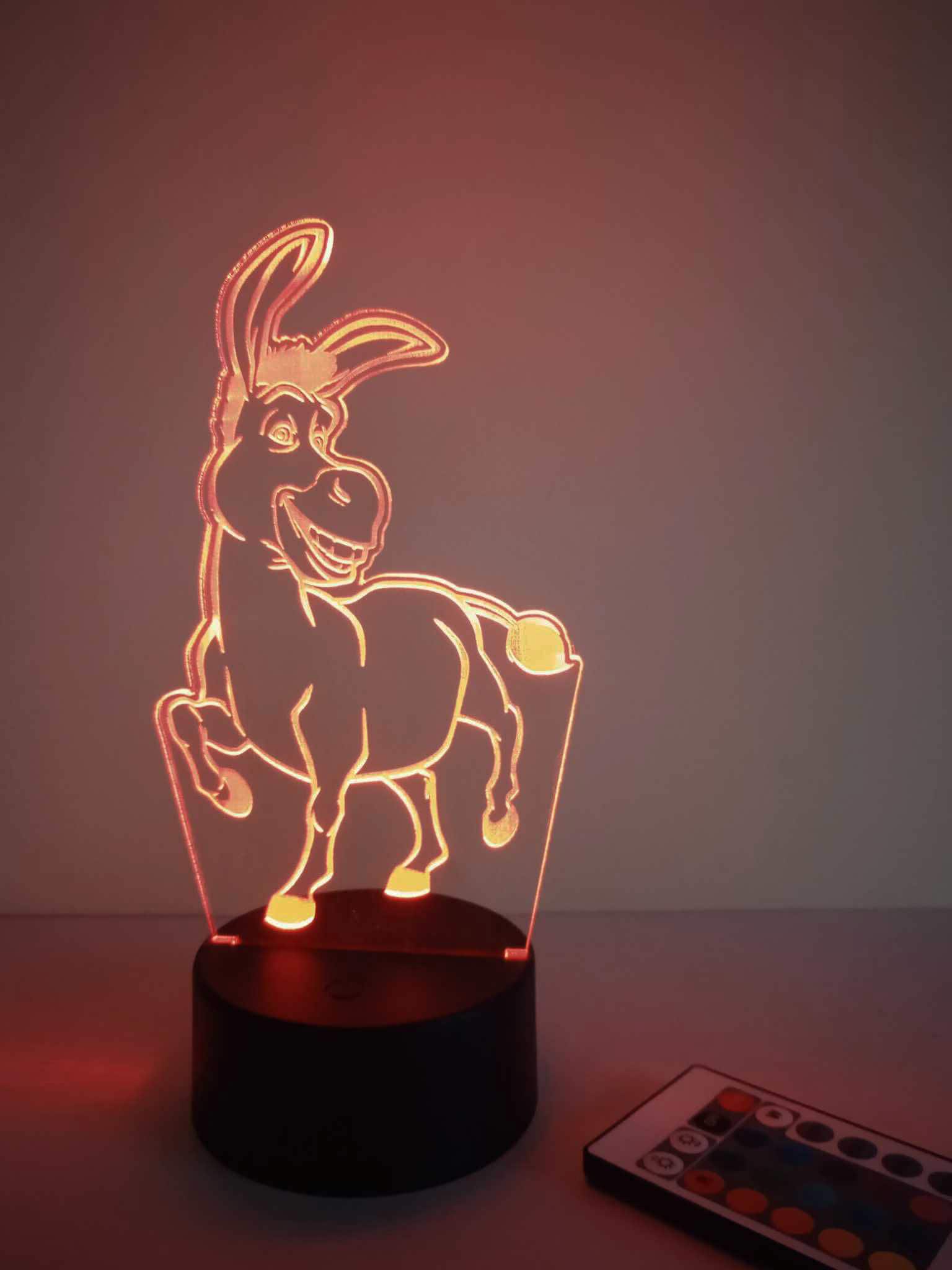 Donkey LED Lamp With Remote Control. Children's Bedroom Decor. the
