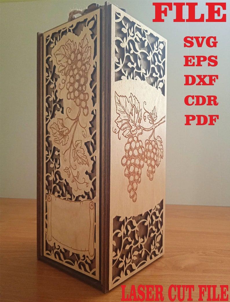 Wine Box Svg. Wine Box File. Digital File for Laser Cut. Dxf Cdr Svg