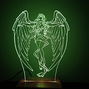LED ランプ エンジェル。パーソナライズされたナイトライト リモコン ランプ。デスク ランプ。パーソナライズされたギフト、彼女へのギフト