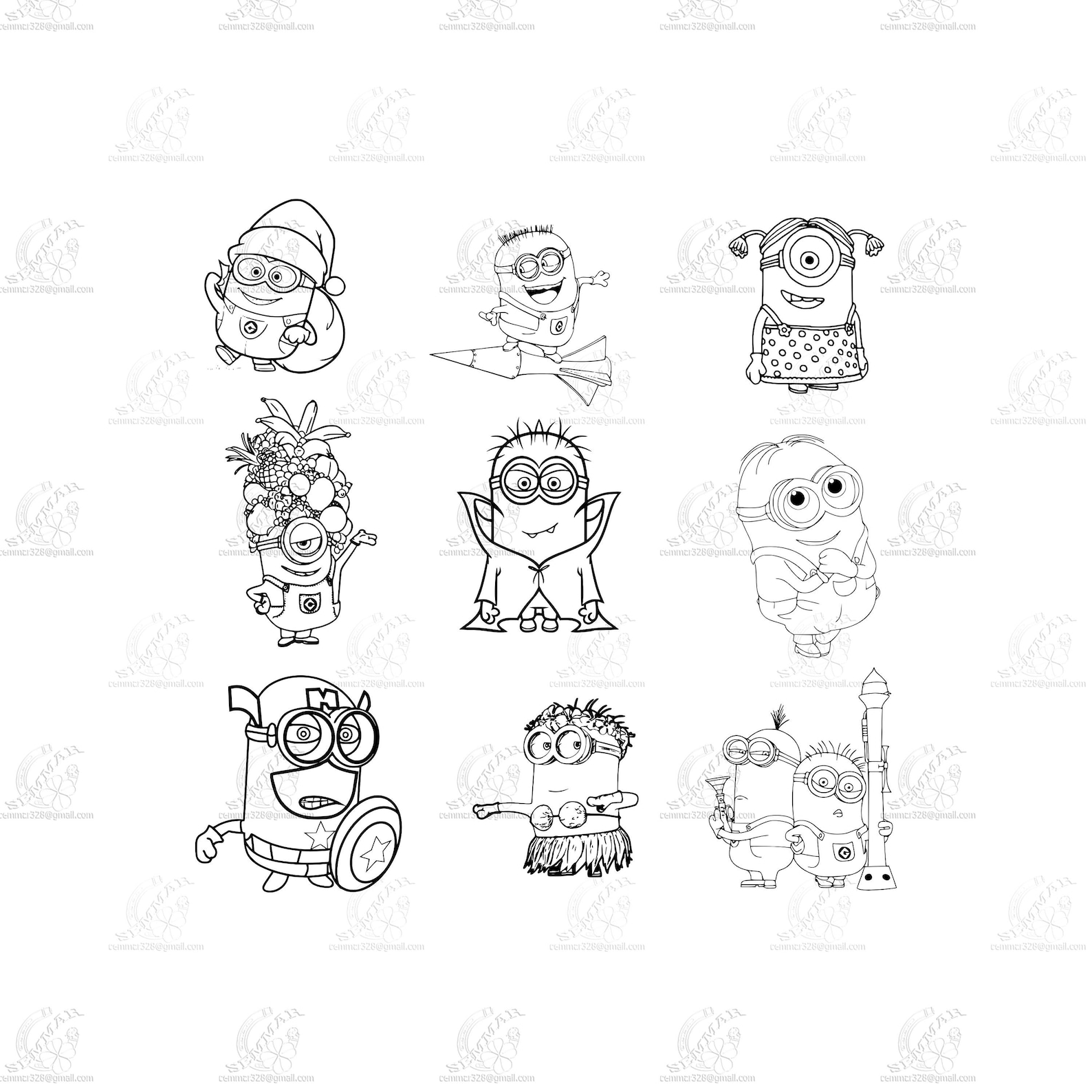 Minions Digital File File For CNC Plotter Laser Textile Printer