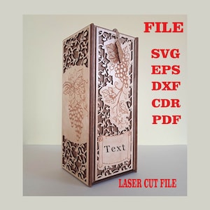wine box svg. wine box file. digital file for laser cut. dxf cdr svg pdf eps files