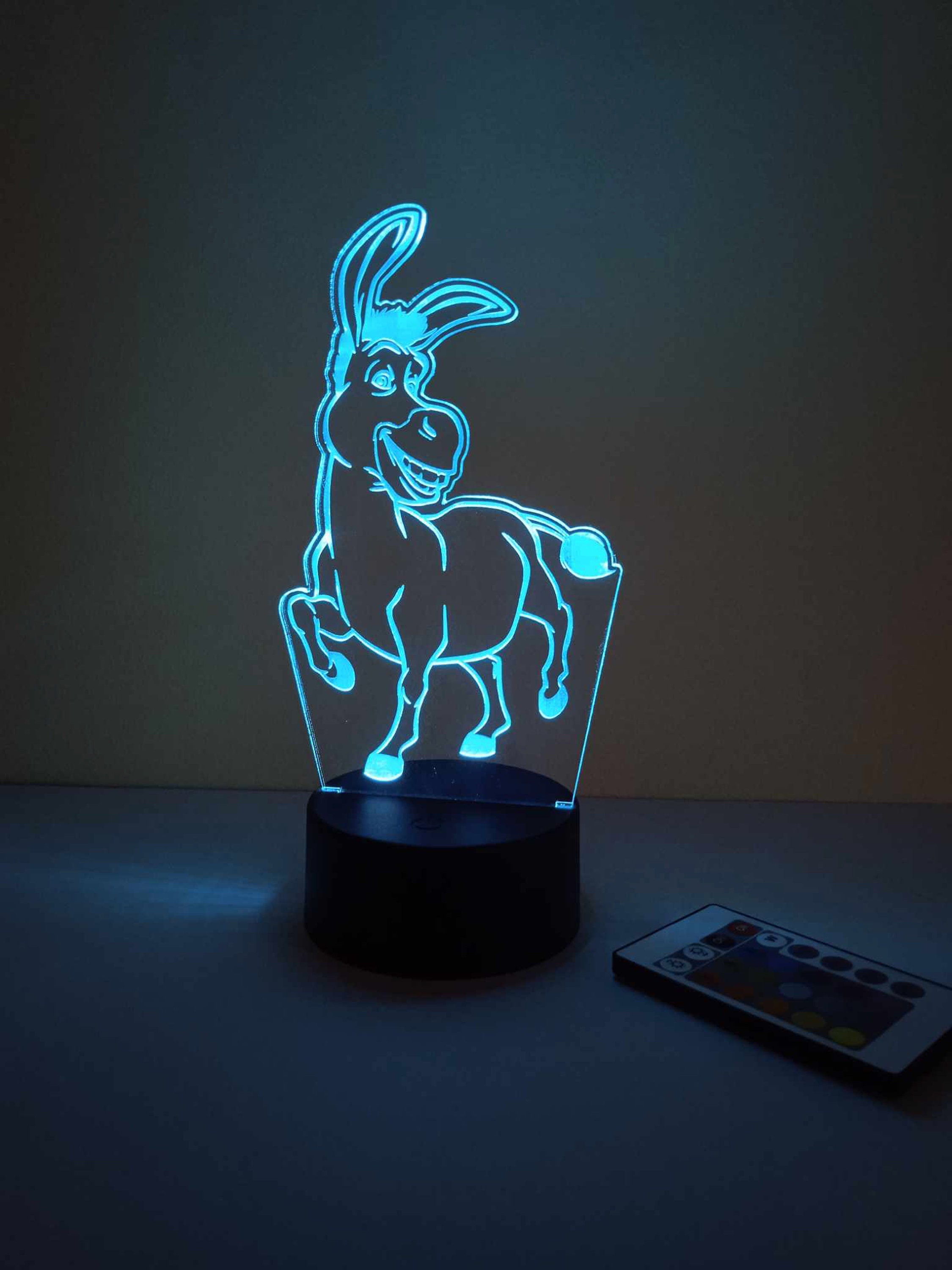 Donkey LED Lamp With Remote Control. Children's Bedroom Decor. the