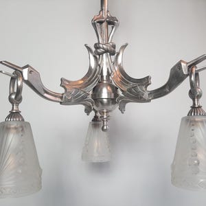 Art Deco ceiling lamp in nickel-plated bronze, Charles Schneider Paris 1920 Art Deco