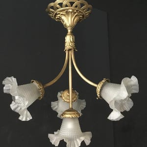 フランスのアールヌーボー様式のブロンズ製シャンデリア、フランス、1905年