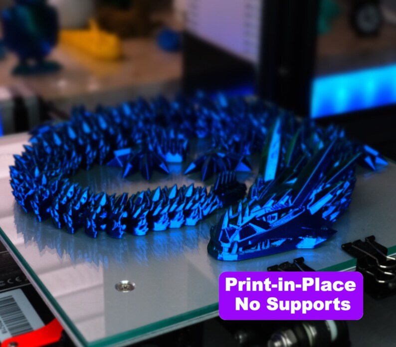 Articulated Ice Dragon Print-in-place Flexi Dragon STL - Etsy