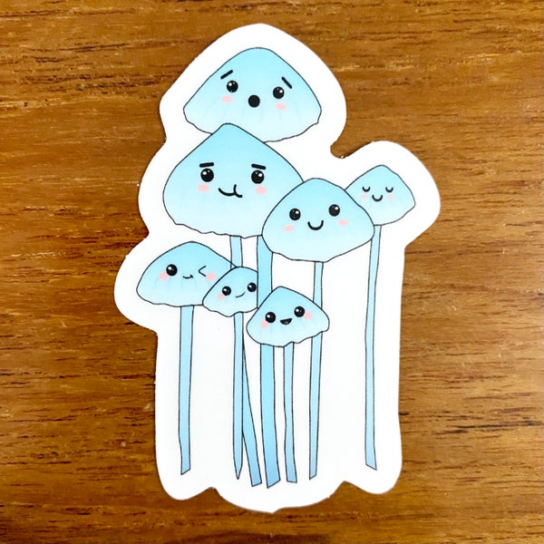 Happy Smiling Mushrooms Sticker “Blue-Meanies” High Quality Great Gift