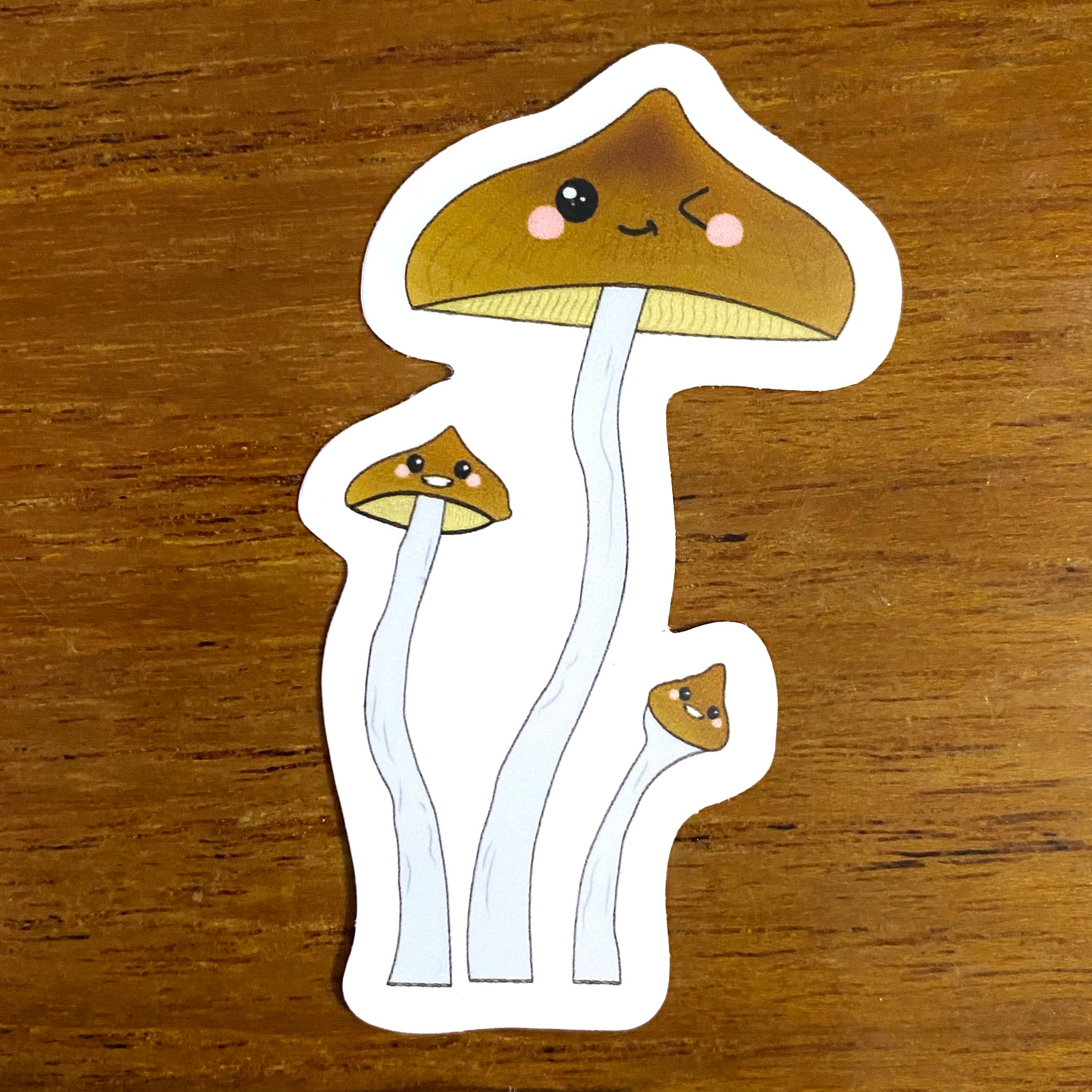 Happy Smiling Mushrooms “Psilocybe Azurescens” Sticker High Quality Great Gift