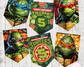 Turtles Bunting - Children's Party Bunting, Happy Birthday, Party Decoration, Bunting Banner.