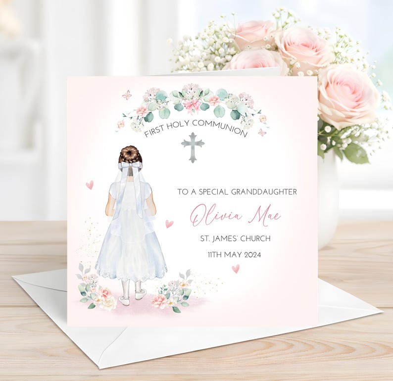 Personalised Girls Communion Card - First Holy Communion - Daughter ...