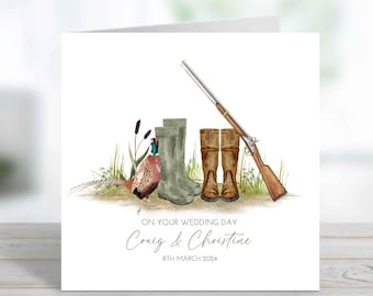 Personalised Hunting Wedding Card - Hunting & Shooting, Gamekeeper, Farming.