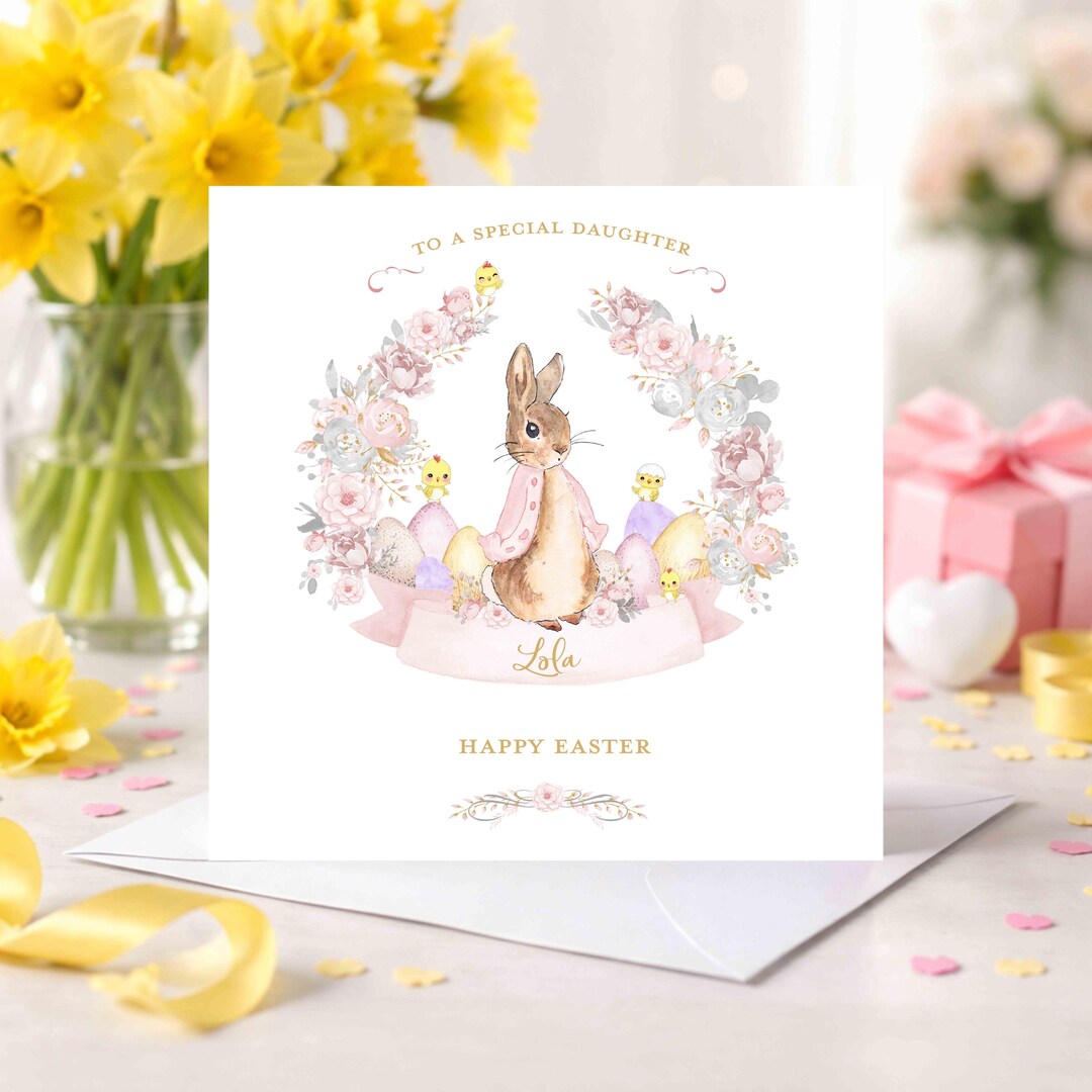 Personalised Bunny Easter Card – Handmade Greeting - Etsy Canada