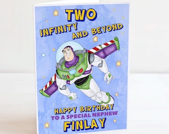 Toy Story Personalised Birthday Card For TWO YEAR OLDS-  Son Grandson Daughter Granddaughter - Buzz Lightyear