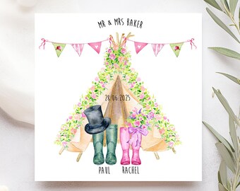 Personalised Wedding Card - Tipi Festival Wedding Day