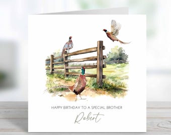 Personalised Pheasant Birthday Card - Hunting, Gamekeeper, Farming.