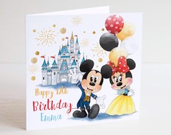 Personalised Mickey and Minnie Birthday Card - Children's