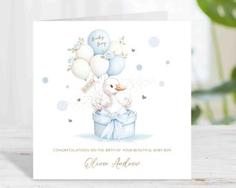 Goose New Baby Boy Card, Newborn Gift - Welcome Little One