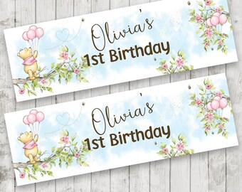 Winnie the Pooh Birthday Banner x 2 - Party Decoration - Girls Birthday