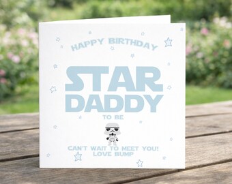 Tarjeta de cumpleaños para futuro papá estrella – De parte de The Bump, diseño de Stormtrooper - Azul
