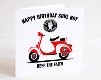 Northern Soul Birthday Card - Scooter, Mod, Vespa, Keep the Faith