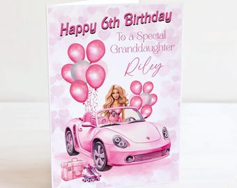 Fashion Doll Birthday Card - Personalised - Daughter Granddaughter Girls Birthday Gift