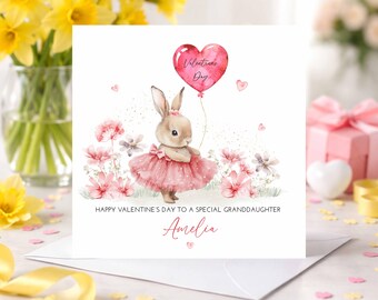Little Bunny Valentine’s Card - Personalised - Daughter Granddaughter Wife Girlfriend etc