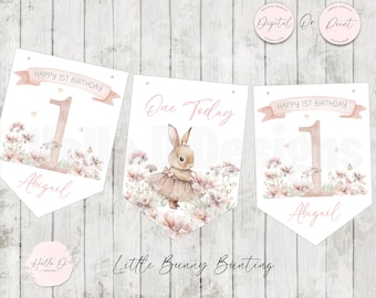 Bunny 1st Birthday Bunting: Personalised Party Banner Age 1-9 Available