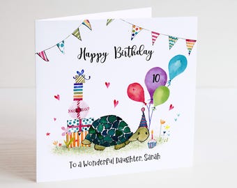 Tortoise Birthday Card - Birthday Gift - Personalised