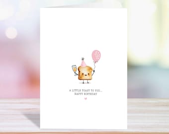 Little Toast Birthday Card - Celebratory Toast