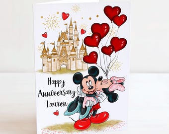 Personalised Mickey and Minnie Anniversary Card