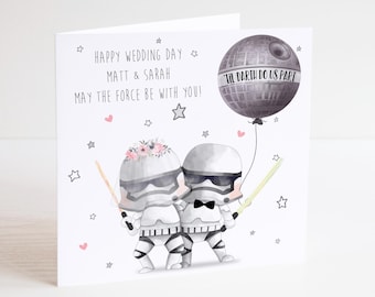 Personalisierte Star Wars Hochzeitskarte - Brautpaar, Ehepaar, Hochzeitstag.