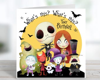 Nightmare Before Christmas Birthday Card - Sally and Jack, Horror Birthday.