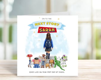 Personalised Girls First Day at School card - Toy Story